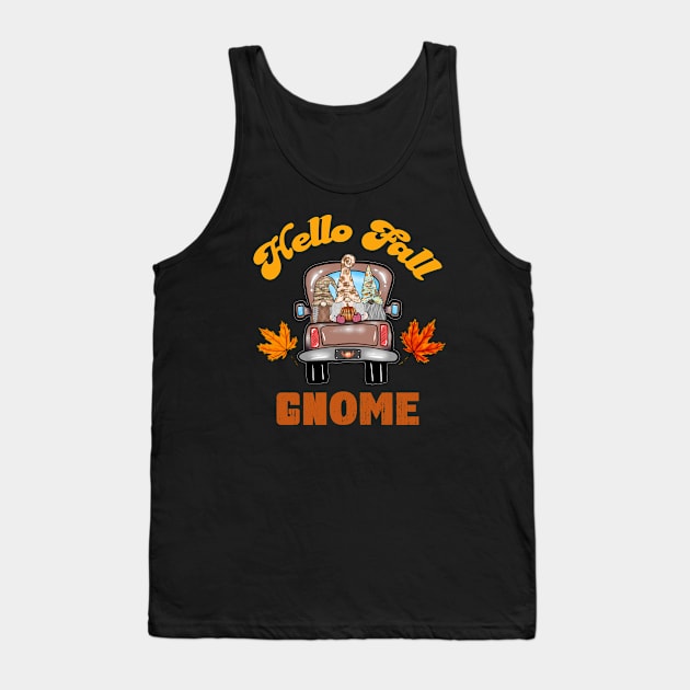 Hello Fall Gnome, Hallothanksmas Gnomes Tank Top by Cor Designs